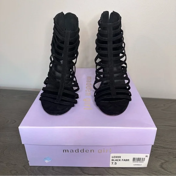 Madden Girl Lexxx Heeled Strappy Sandals - Black - Picture 6 of 8